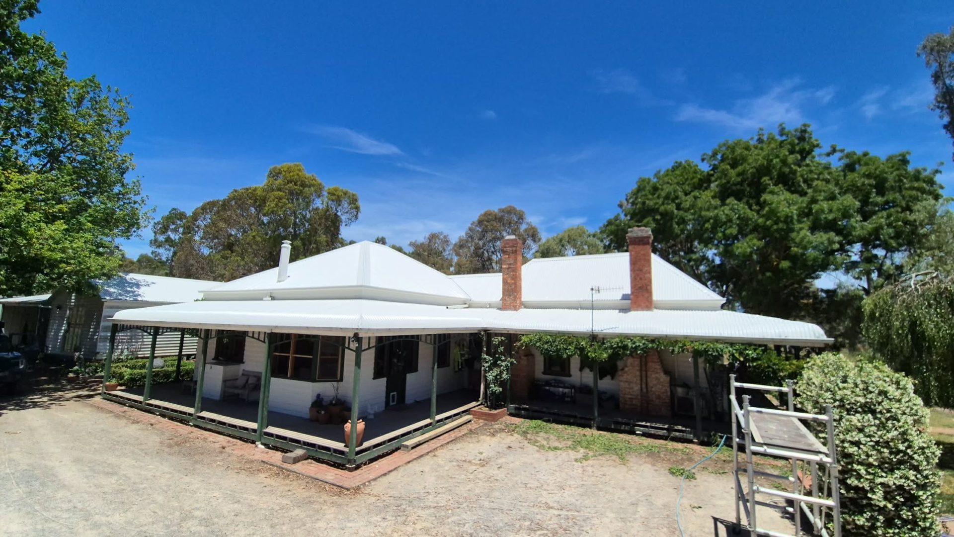 Same heritage country home restored in crisp Surfmist Colorbond